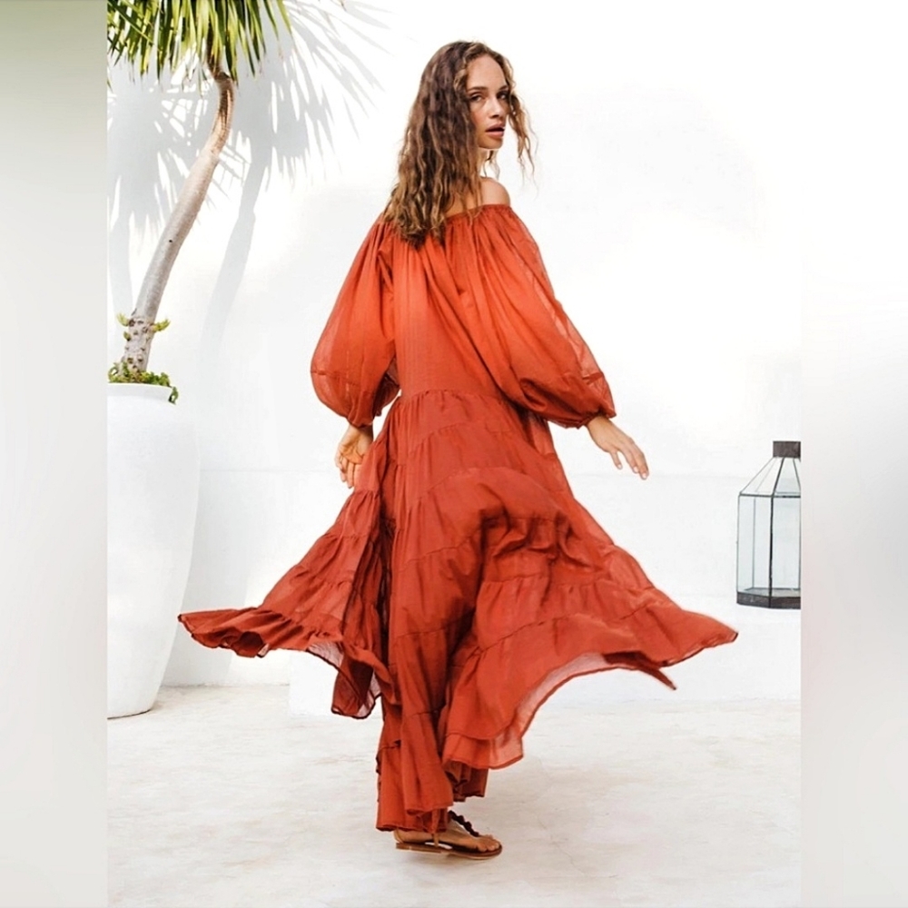 Erika Pena x Anthropologie Brielle Bohohemian Tiered Voile Cotton Maxi D… - Picture 8 of 9